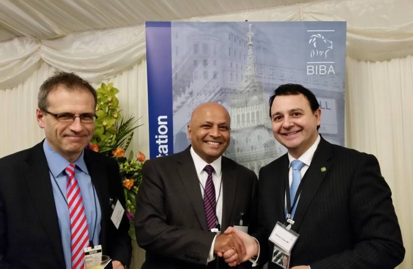 Mr Costa pictured with Ashwin Mistry of Brokerbility and Huw Evans