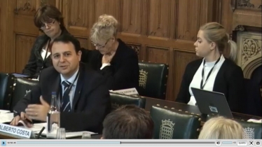 Alberto Costa MP is pictured asking questions at the hearing